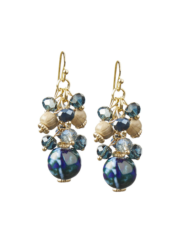 Cluster Bead Gold Drop Earrings, Gold | Misook