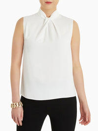 Twisted Knot Crepe de Chine Blouse, White, White | Misook