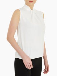 Twisted Knot Crepe de Chine Blouse, White, White | Misook