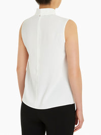 Twisted Knot Crepe de Chine Blouse, White, White | Misook