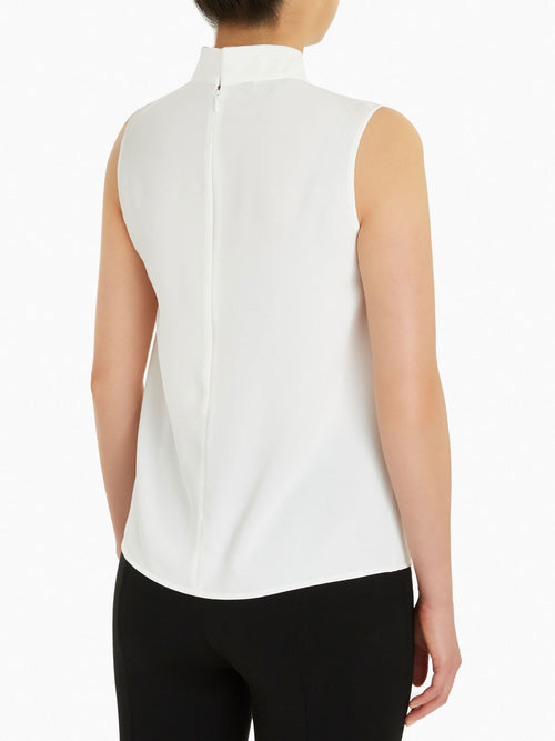 Twisted Knot Crepe de Chine Blouse, White, White | Misook