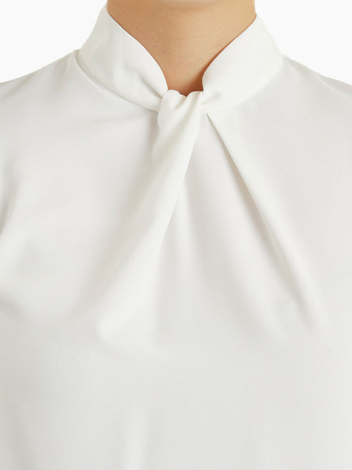 Twisted Knot Crepe de Chine Blouse, White, White | Misook