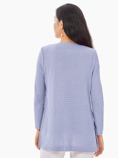 Subtle Rib Knit Jacket, Iris Flower | Misook