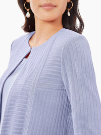 Subtle Rib Knit Jacket, Iris Flower | Misook