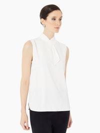 Jabot Detail Crepe de Chine Blouse, White | Misook