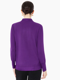 Relaxed Zip Front Knit Bomber Jacket, Imperial Purple | Misook