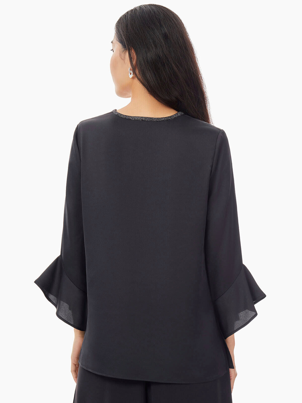 Tulip Sleeve Crepe de Chine Blouse