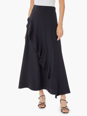 Double Ruffle Crepe Maxi Skirt