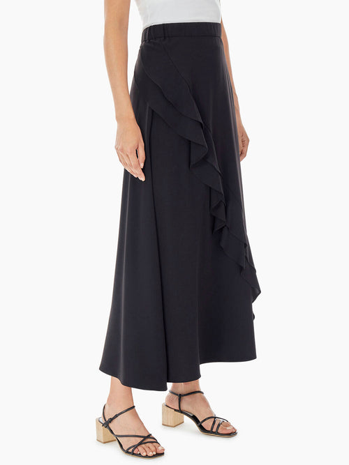 Double Ruffle Crepe Maxi Skirt, Black | Misook