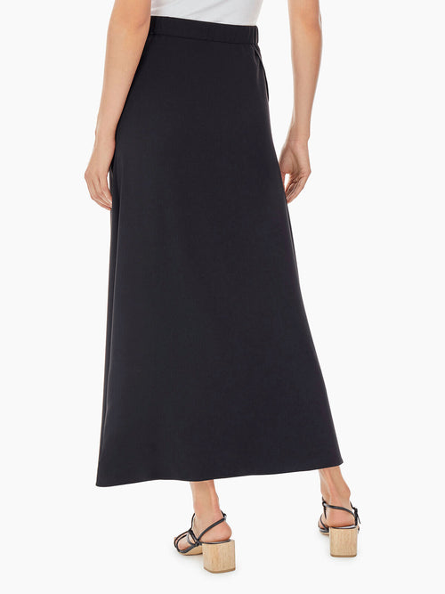 Double Ruffle Crepe Maxi Skirt, Black | Misook
