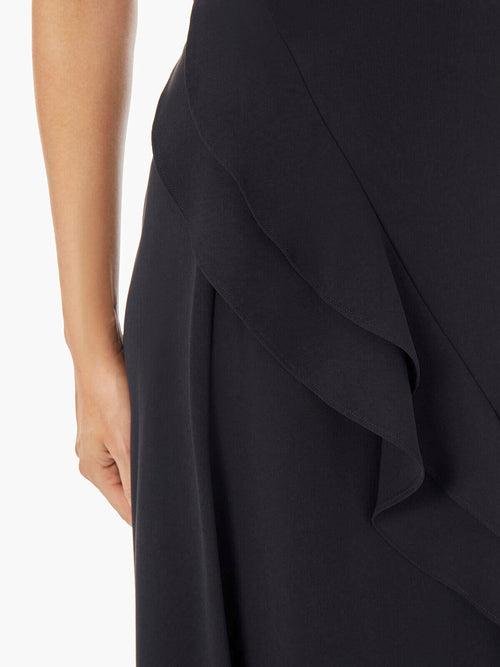 Double Ruffle Crepe Maxi Skirt, Black | Misook