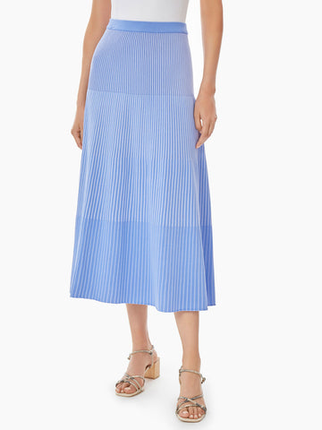 Multi-Stripe Soft Knit Midi Skirt