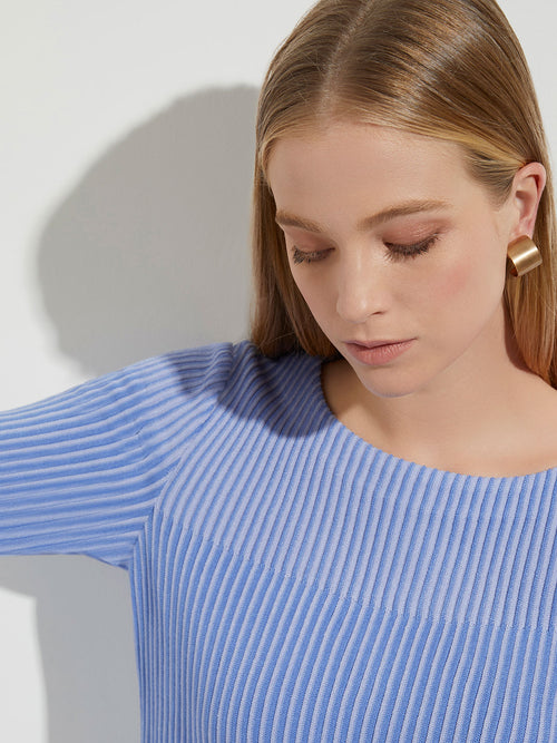 Multi-Stripe Soft Knit Tunic, Ribbon Blue/Iris Flower | Misook