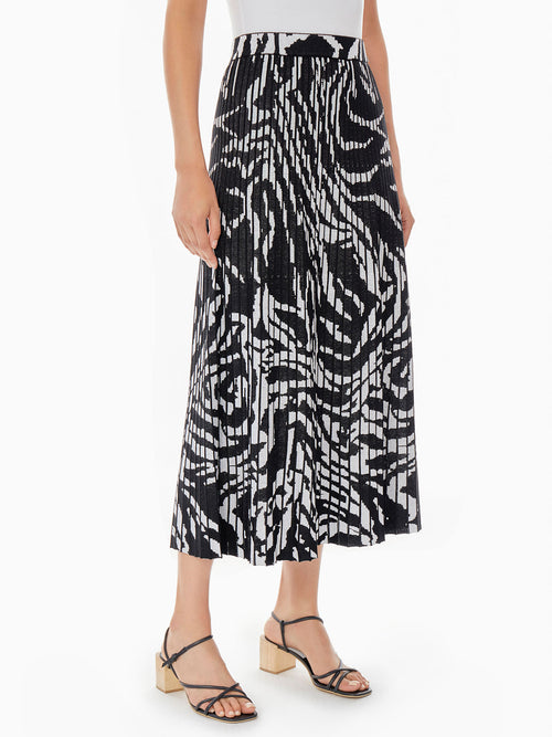 Zebra Swirl Soft Knit Skirt, Black/White | Misook