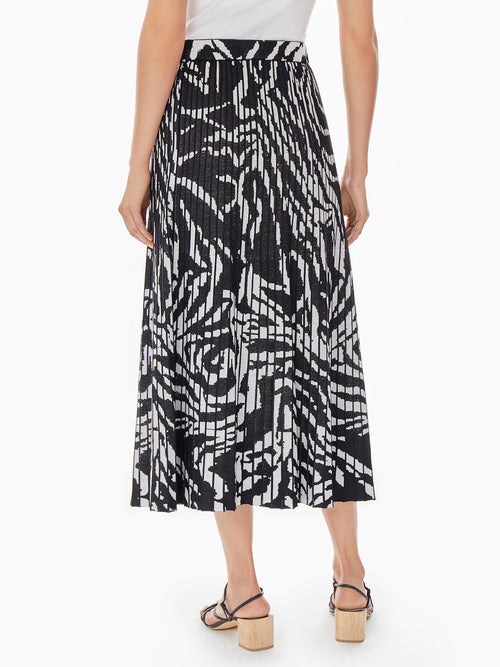 Zebra Swirl Soft Knit Skirt, Black/White | Misook