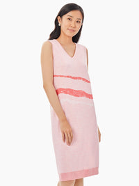 Landscape Pattern Soft Knit Dress, Pink Clay/Sugar Coral/White | Misook