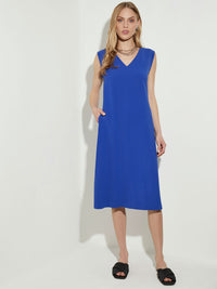 Sleeveless Crepe Swing Dress, True Blue | Misook