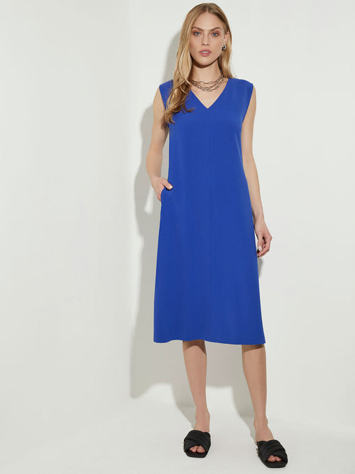 Sleeveless Crepe Swing Dress, True Blue | Misook