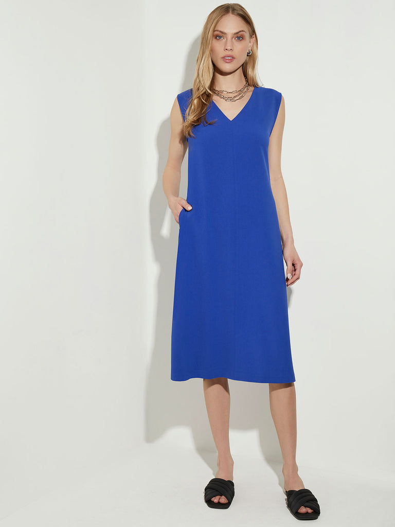 Sleeveless Crepe Swing Dress, True Blue | Misook