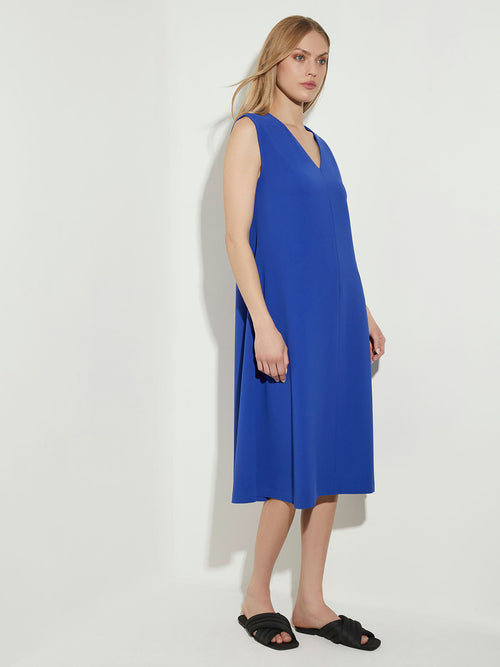Sleeveless Crepe Swing Dress, True Blue | Misook