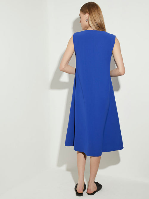 Sleeveless Crepe Swing Dress, True Blue | Misook