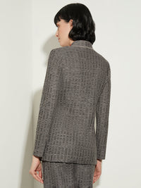 Tweed Side Tie Knit Blazer, Mink/Black/New Ivory | Misook