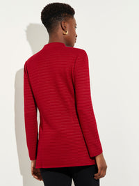 Chain Detail Textured Knit Blazer, Scarlet Red | Misook