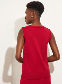 Shimmer Stripe Soft Recycled Knit Sweater Tank Top, Scarlet Red, Scarlet Red | Misook