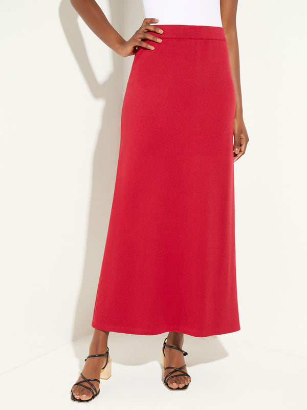 Soft Recycled Knit A-Line Maxi Skirt, Scarlet Red, Scarlet Red | Misook
