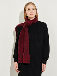 Cozy Cable Knit Scarf, Scarlet Red/Black | Misook