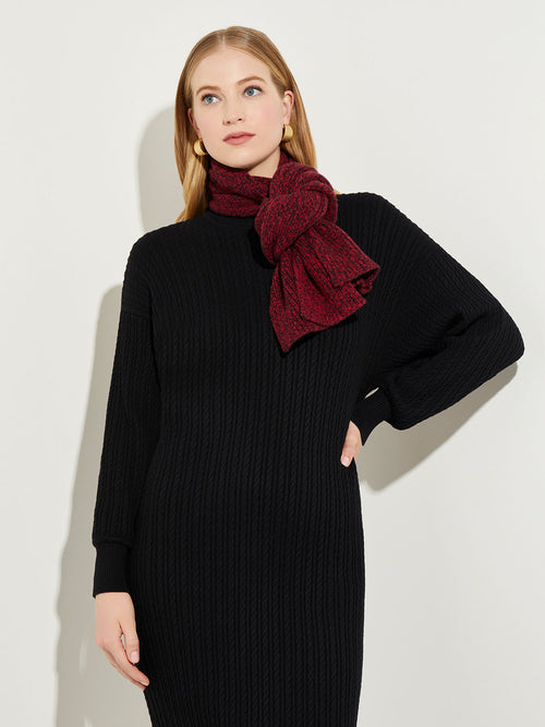 Cozy Cable Knit Scarf, Scarlet Red/Black | Misook