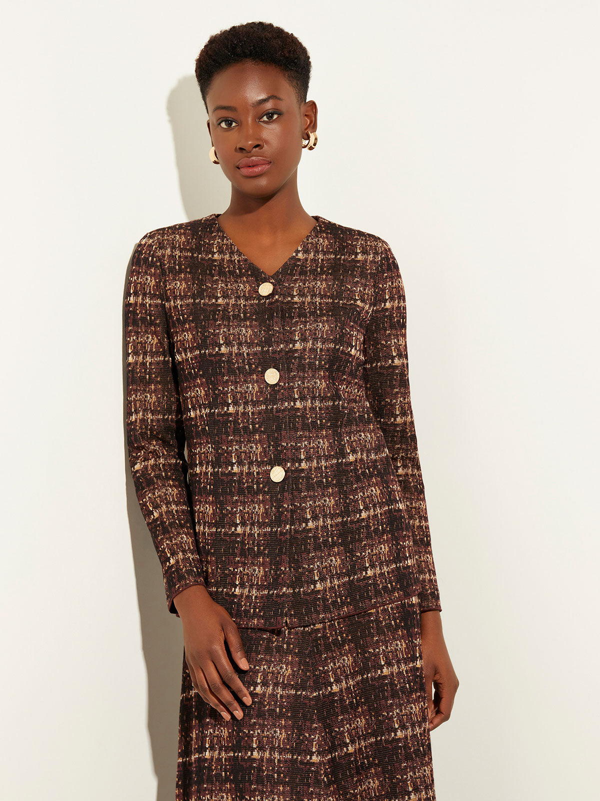 Plaid Knit A Line Midi Skirt