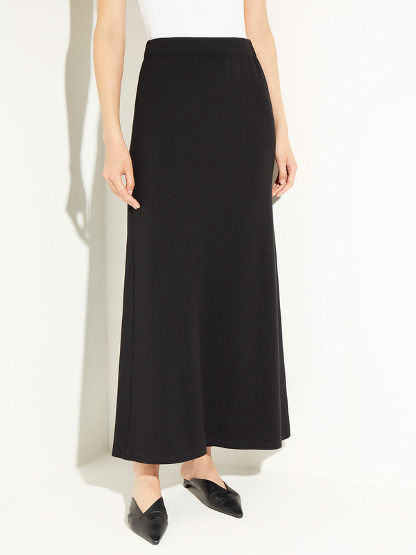 Soft Recycled Knit A-Line Maxi Skirt, Black, Black | Misook