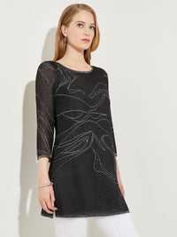 Abstract Swirl Sparkle Soft Knit Tunic, Black | Misook