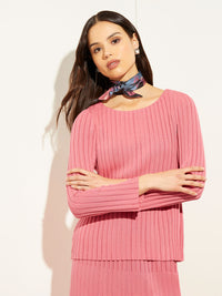 Long Sleeve Soft Ribbed Knit Top, Rapture Rose | Misook