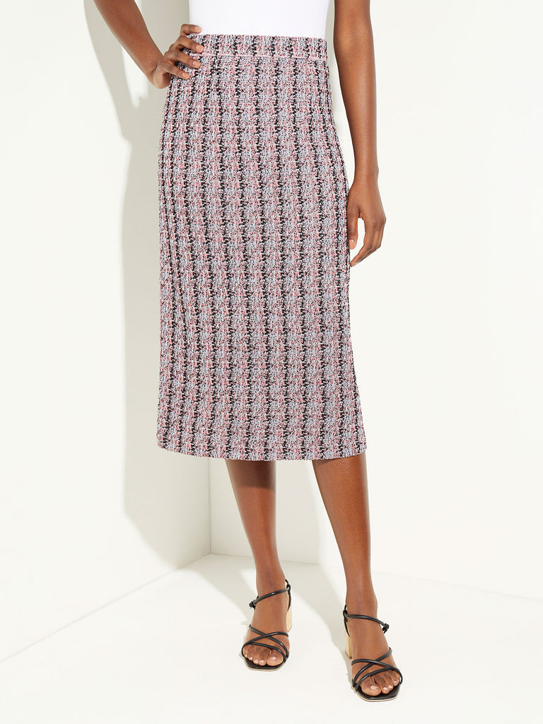 Tweed Knit Midi Pencil Skirt, Rapture Rose/Vintage Blue/Pale Pink/Black | Misook