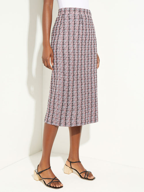 Tweed Knit Midi Pencil Skirt, Rapture Rose/Vintage Blue/Pale Pink/Black | Misook