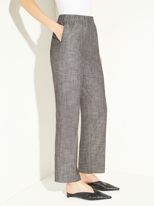 Chambray Straight Leg Pant, Slate Grey | Misook