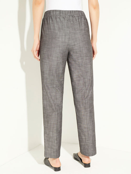 Chambray Straight Leg Pant, Slate Grey | Misook