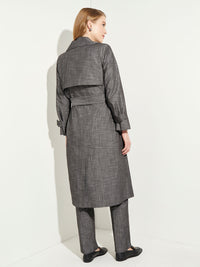 Belted Chambray Trench Coat, Slate Grey | Misook