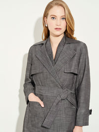 Belted Chambray Trench Coat, Slate Grey | Misook