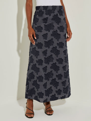 Fringe Pattern Cotton Blend Maxi Skirt