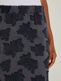 Fringe Pattern Cotton Blend Maxi Skirt, Black/White | Misook Premium Details