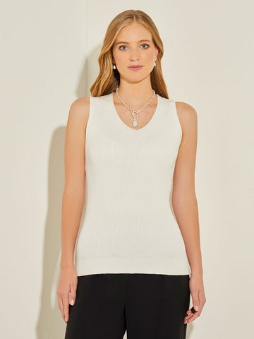 V-Neck Ribbed Soft Knit Tank