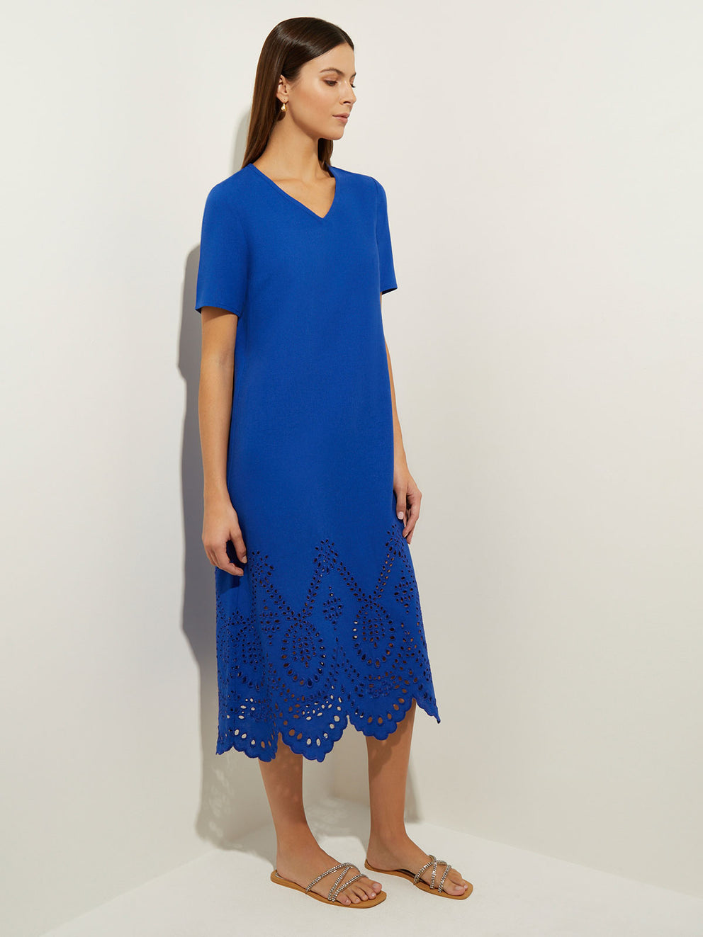 Scalloped Dress - Blue Midi Dress | Misook