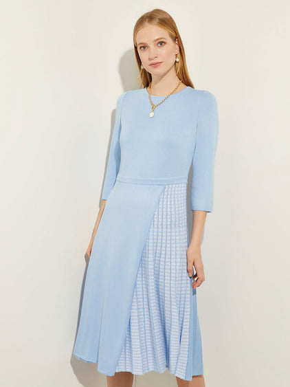 Misook Women's Side Pleated Knit Dress - Blue - Casual Dresses Misook Women's Side Pleated Knit Dress - Blue - Casual Dresses