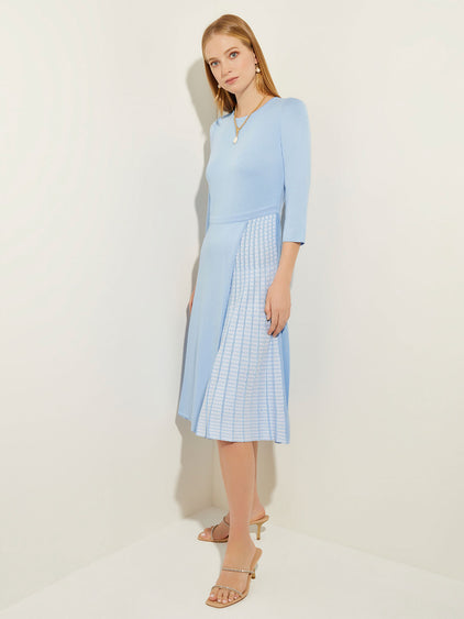 Misook Women's Side Pleated Knit Dress - Blue