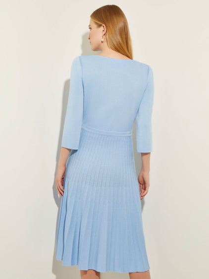 Misook Women's Side Pleated Knit Dress - Blue - Casual Dresses Misook Women's Side Pleated Knit Dress - Blue - Casual Dresses