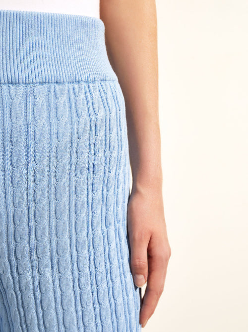 Soft Cable Knit Bermuda Shorts, Cirrus Blue | Misook Premium Details