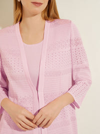 Soft Burnout Knit Jacket, Rose Petal | Misook Premium Details